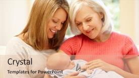  Presentation with multi - Colorful presentation enhanced with boy baby mom - multi-generation family portrait backdrop and a coral colored foreground