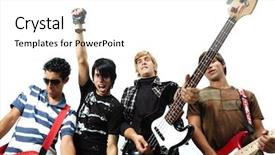  Presentation with attitude in - Presentation theme consisting of boy band - portrait of young trendy musicians background and a white colored foreground