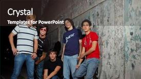  Presentation with teenagers - Theme featuring boy band - team of young trendy teenagers background and a tawny brown colored foreground