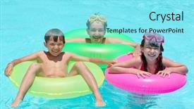  Presentation with beach ball - Cool new presentation with boy beach ball - kids by the pool backdrop and a arctic colored foreground