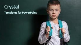  Presentation with school violence - Presentation theme featuring boy being bullied at school background and a tawny brown colored foreground