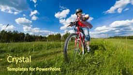  Presentation with biking - Colorful presentation enhanced with boy biking backdrop and a tawny brown colored foreground