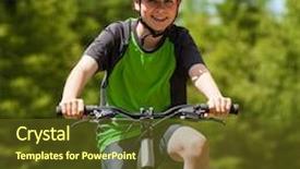  Presentation with biking - Audience pleasing PPT layouts consisting of boy biking backdrop and a tawny brown colored foreground