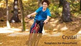  Presentation with biking - Presentation theme featuring boy biking background and a gold colored foreground