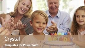  Presentation with birthday boy - Slide deck consisting of boy blows out birthday cake background and a coral colored foreground