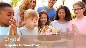  Presentation with party candles - Slides having boy-blows-out-candles background and a coral colored foreground