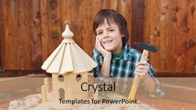  Presentation with house building - Colorful presentation enhanced with boy building a bird house backdrop and a coral colored foreground