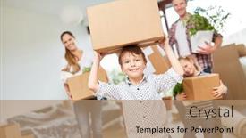  Presentation with moving - Slides with boy-carries-a-moving-box background and a coral colored foreground