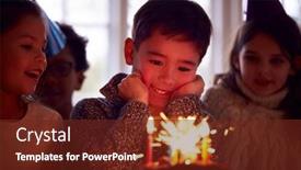  Presentation with birthday boy - Audience pleasing slide deck consisting of boy-celebrating-birthday-with-group backdrop and a tawny brown colored foreground