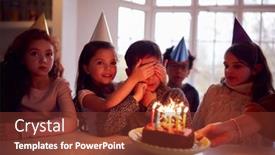  Presentation with birthday boy - Cool new PPT layouts with boy-celebrating-birthday-with-group backdrop and a tawny brown colored foreground