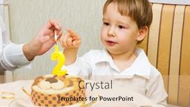  Presentation with birthday boy - Slide deck featuring boy-celebrating-second-birthday-ready background and a coral colored foreground