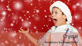  Presentation with emotions - Cool new presentation theme with boy child portrait in santa hat on red having fun and emotions winter holiday concept backdrop and a red colored foreground