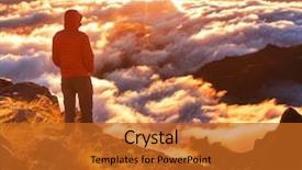  Presentation with cliff - Presentation theme consisting of boy climbing - man on the cliff background and a red colored foreground