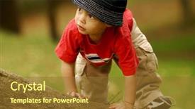  Presentation with tree templaze - Amazing presentation theme having boy climbing over fallen tree backdrop and a tawny brown colored foreground