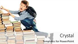  Presentation with climbing stairs - PPT theme enhanced with boy climbing the stairs background and a white colored foreground