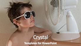  Presentation with cool - PPT theme with boy cools with a fan background and a coral colored foreground