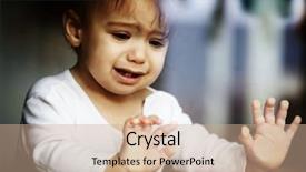  Presentation with baby crying - Presentation theme having boy crying - baby on window glass background and a coral colored foreground