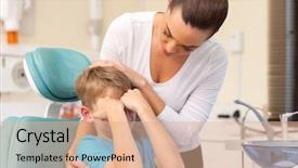  Presentation with caring - Presentation theme consisting of boy crying - caring mother comforting her son background and a coral colored foreground