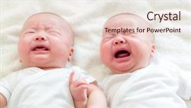  Presentation with new born - Colorful PPT theme enhanced with boy crying - new born baby twins cry backdrop and a lemonade colored foreground