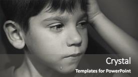  Presentation with children abuse - Beautiful theme featuring boy crying abuse of children backdrop and a gray colored foreground