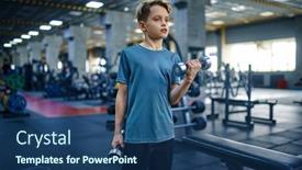  Presentation with exercise - Amazing presentation design having boy-doing-exercise-with-dumbbells backdrop and a ocean colored foreground