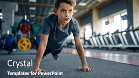  Presentation with exercise - Amazing PPT theme having boy-doing-push-up-exercise backdrop and a ocean colored foreground