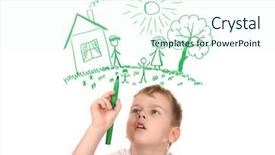  Presentation with pen - Slide deck with boy drawing his family background and a sky blue colored foreground