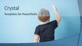  Presentation with chalkboard - PPT layouts consisting of boy drawing on blank chalkboard background and a sky blue colored foreground