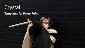  Presentation with sword - Theme enhanced with boy-dressed-up-as-king background and a black colored foreground