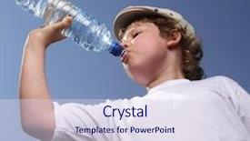  Presentation with bottle water - Cool new PPT layouts with boy drink water from bottle backdrop and a sky blue colored foreground