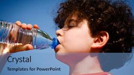  Presentation with blue water - Theme having boy drinking water against blue background and a  colored foreground