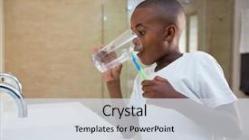  Presentation with water glass - PPT theme featuring boy drinking water from glass background and a sky blue colored foreground