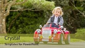  Presentation with car park - Presentation theme enhanced with boy driving a toy car background and a gold colored foreground