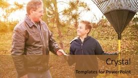  Presentation with leaves - Theme consisting of boy earning money from raking background and a red colored foreground