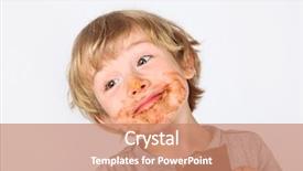  Presentation with messy - Colorful slide set enhanced with candy bars - young messy boy eating backdrop and a coral colored foreground