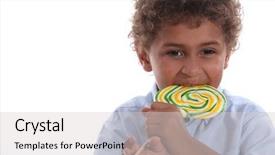  Presentation with lolly - Presentation theme enhanced with boy eating a lolly pop background and a light gray colored foreground