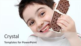  Presentation with ice cream - Slides consisting of boy eating icecream ice cream background and a cool aqua colored foreground