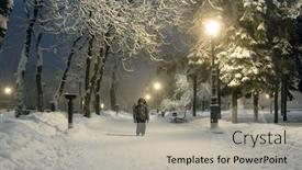  Presentation with cristmas - Slides enhanced with boy enjoying the snow in the night winter park waiting for the cristmas background and a light gray colored foreground