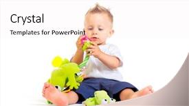  Presentation with released - Colorful PPT theme enhanced with boy enjoys playing with toy backdrop and a  colored foreground