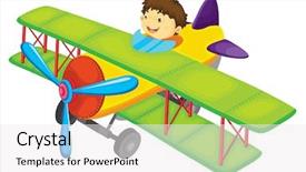  Presentation with plane - Slide set having boy flying a plane - eps background and a sky blue colored foreground