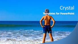  Presentation with sea - Audience pleasing slide deck consisting of boy-foot-on-the-sea backdrop and a teal colored foreground