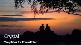  Presentation with sunset beach - Presentation theme featuring boy friend - silhouette of two people background and a black colored foreground