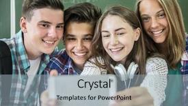  Presentation with fun classroom - Cool new theme with boy friend girl friend - group of teenagers making fun backdrop and a  colored foreground