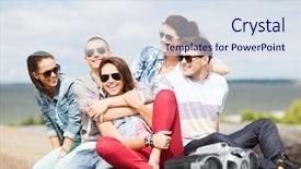  Presentation with holidays - Slide deck having boy friend girl friend - summer holidays and teenage concept background and a sky blue colored foreground