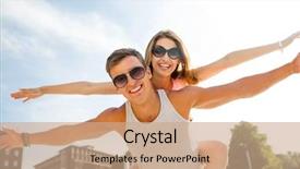  Presentation with friendship - Cool new PPT theme with boy friend girl friend - summer holidays vacation love backdrop and a coral colored foreground