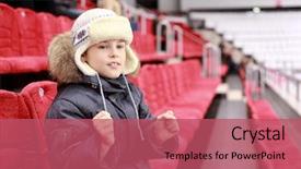  Presentation with hockey - Beautiful slide deck featuring boy get behind favourite command on hockey match backdrop and a coral colored foreground