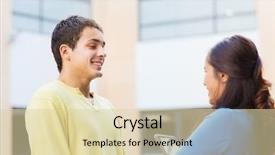  Presentation with technology students - Slide deck with boy girl - friendship people technology and education background and a lemonade colored foreground