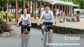  Presentation with healthy people - Amazing theme having boy girl - healthy lifestyle - people riding backdrop and a gray colored foreground