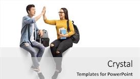  Presentation with teenage - Beautiful slide deck featuring boy girl - teenage students sitting backdrop and a white colored foreground