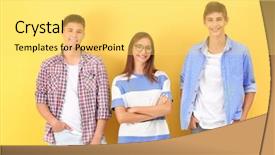  Presentation with teenagers - Colorful theme enhanced with boy girl - teenagers in casual clothes backdrop and a yellow colored foreground